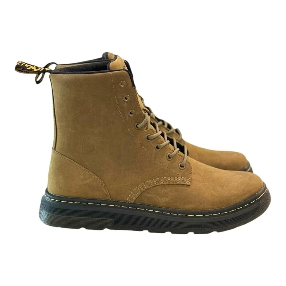 Dr. Martens Crewson Olive Green Crazy Horse Leather Combat Boots Mens Size 12